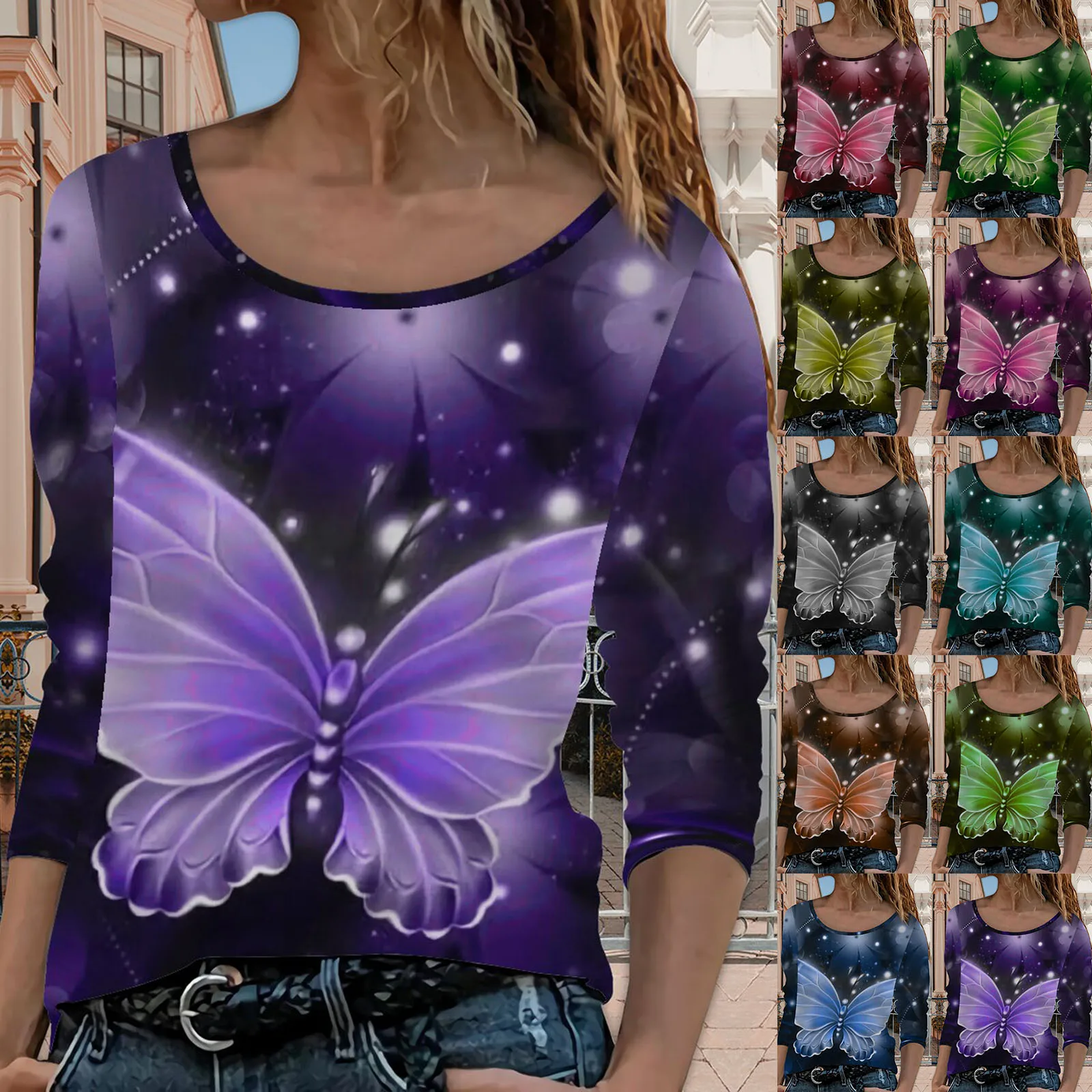 

Womens Fashion Long Sleeve Round Neck Printed T Shirt Top Womens Tunic Tops Long Sleeve Womens Workout Shirt