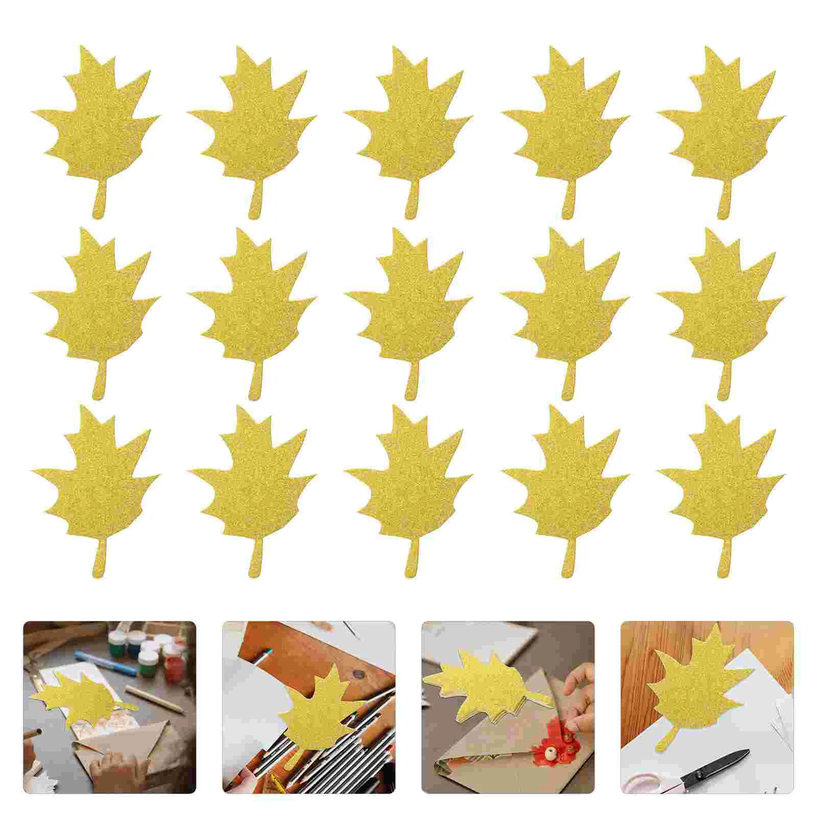 

Ornament Fall Farmhouse Maple Leaves Paper Cutouts Decors Decorative Glitter Crafts