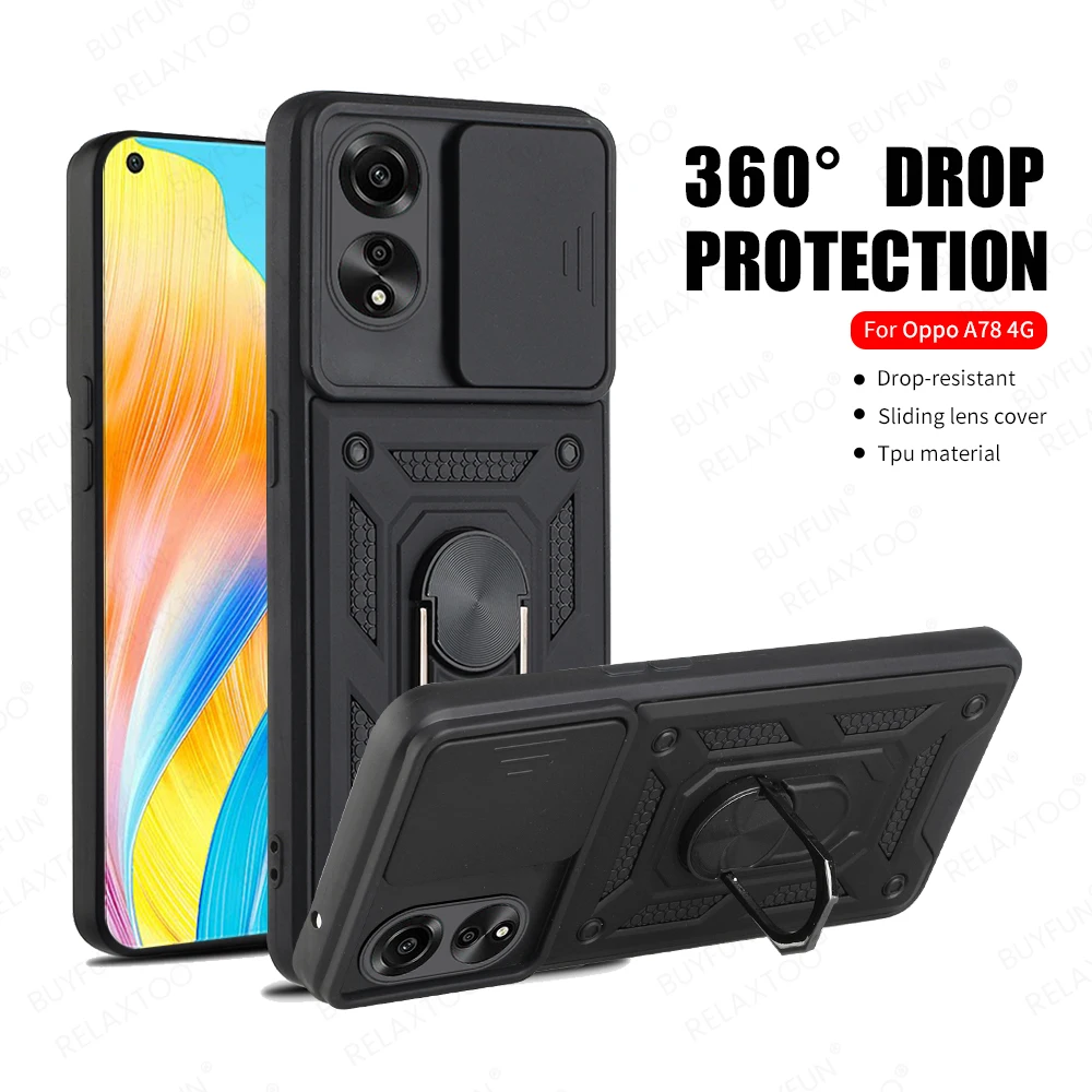 Автомобильный магнитный держатель с кольцом противоударный бронечехол для Oppo A78