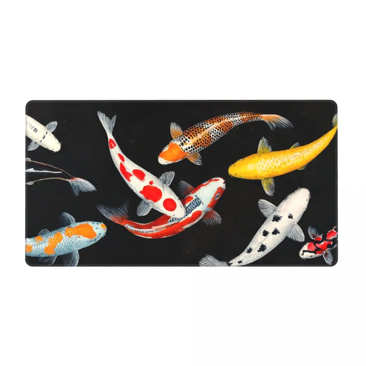 

Игровой коврик для мыши Koi Fish Lucky, офисный Настольный коврик для пруда, карпа, черный резиновый коврик для мыши для геймеров