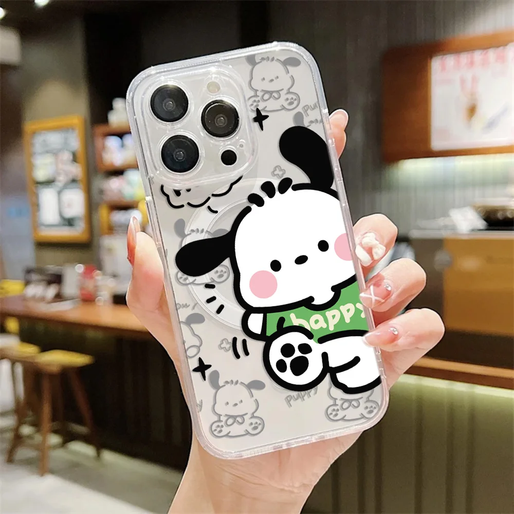 ГОРЯЧАЯ НОВИНКА: Мультяшный магнитный чехол P-Pochaccos для iPhone 17, 16, 15, 14, 13, 12, 11, 8, 7 Air Plus Pro Max – Мягкий прозрачный чехол из ТПУ (art.: 3920dc0da0289) - 3920dc0da0289