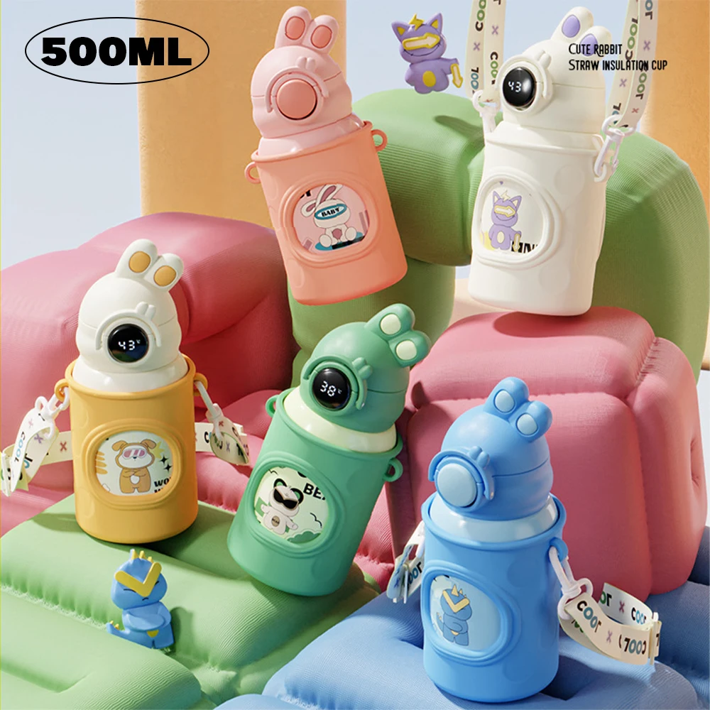 Bottle Cute Stainless Steel Cup For School Portable With Strap Filling Milk Hot Water Juice