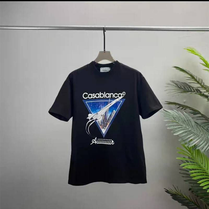 

Summer Aircraft Image Printing Casablanca 23Ss Men's And Women's Loose Short-Sleeved Men Clothing T-Shirt