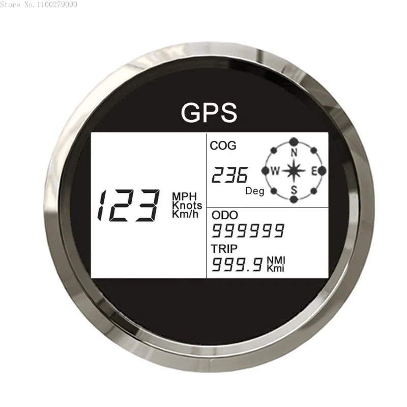 

Digital 85mm GPS Speedometer with 7 Color Backlight LCD Display Odometer Adjustable Mileage Trip Counter for Car Boat 12V 24V B