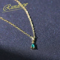 rundraw fashion green gemstone pendant necklace women gold plated simple necklaces birthday party jewelry gift