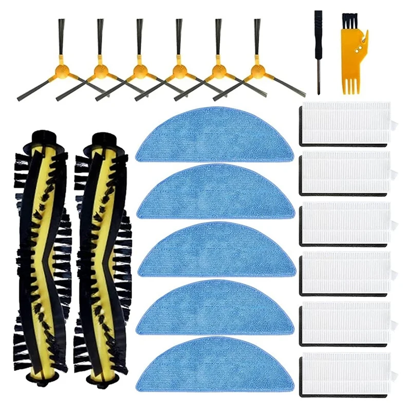 

20Pcs Main Brush Mop Cloth Filter Side Brush For Neatsvor X500/600 Pro Tesvor X500 Pro T8 M1 Vacuum Cleaner