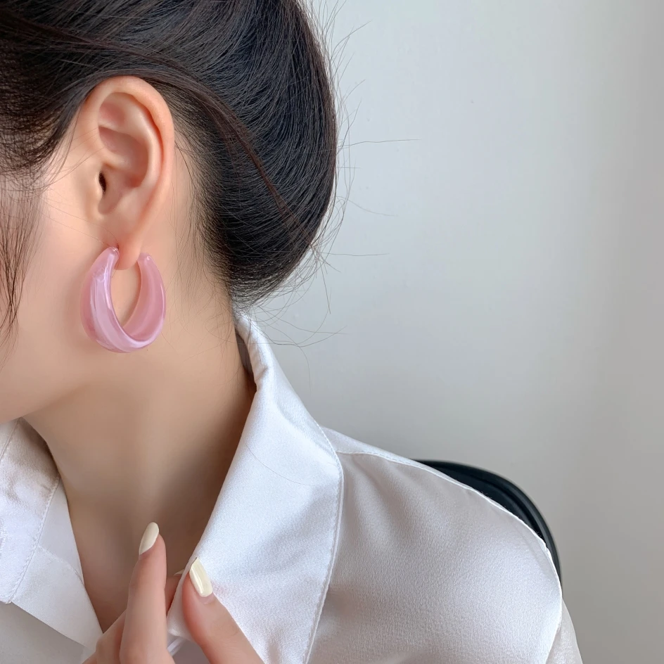 

Bohemia Vintage Round Earrings For Women Acrylic Amber Two-Color Mixed C-type Earring Wedding Party Jewelry pendientes mujer