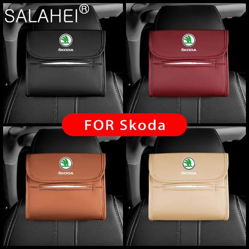 

1PC PU Leather Car Tissue Box Auto Interior Decoration For Skoda Octavia 2 A7 A5 Fabia Rapid Superb Yeti Auto Styling Accessorie