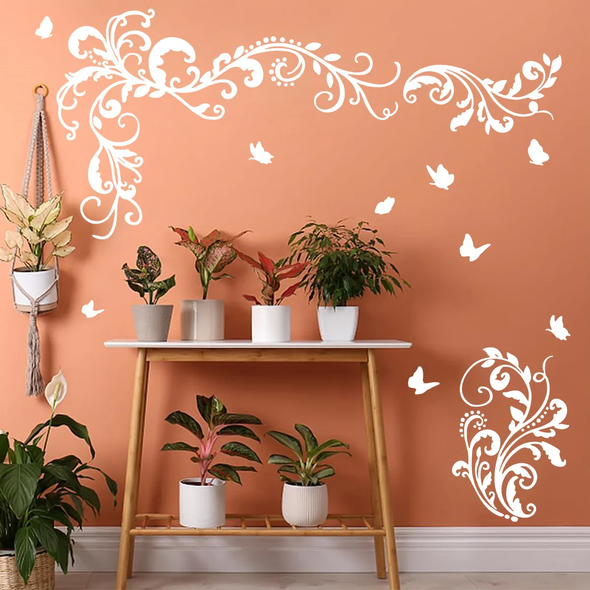 Самоклеящиеся обои с рисунком в виде белых цветов