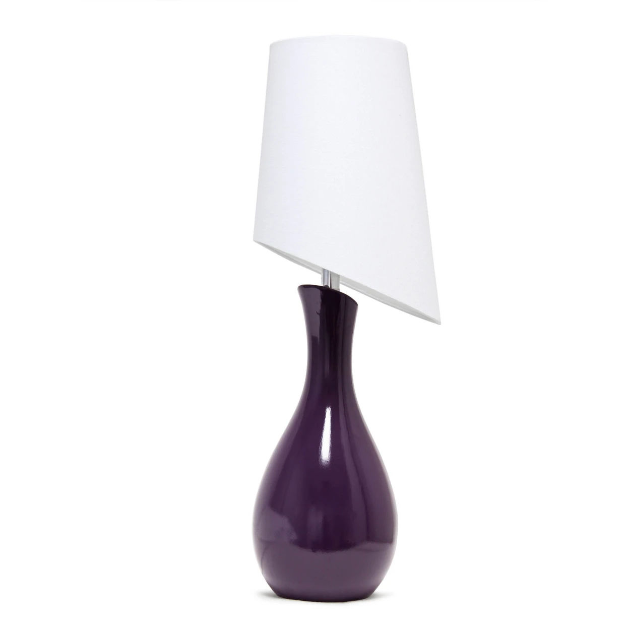 

Curved Purple Ceramic Table Lamp with Asymmetrical White Sha