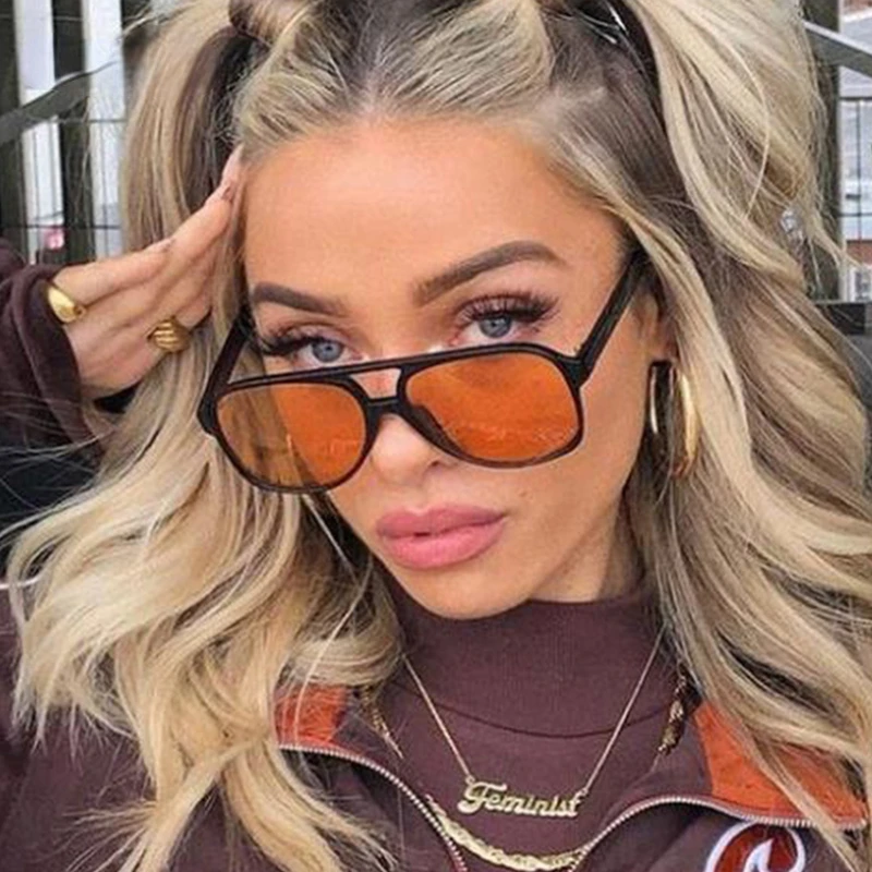 

Солнцезащитные очки-авиаторы большого размера для женщин и мужчин, винтажные солнечные аксессуары с желтыми прозрачными линзами для вожде...