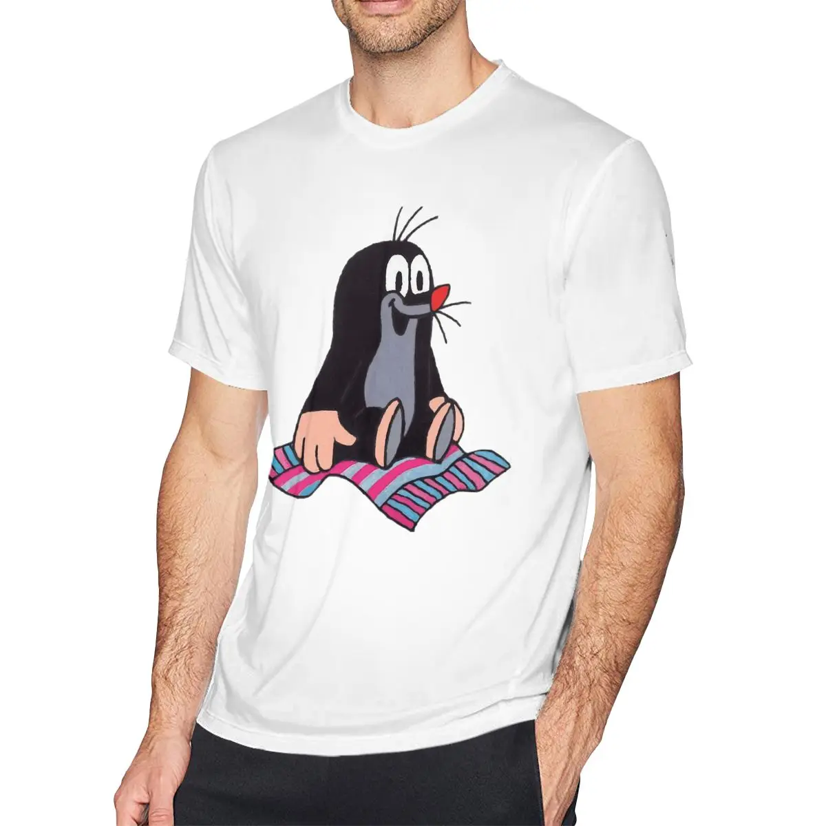 

Men T-Shirts Flying Blanket Fashion 100% Cotton Tee Shirt Short Sleeve T Shirts Krtek The Mole Round Collar Tops Gift Idea