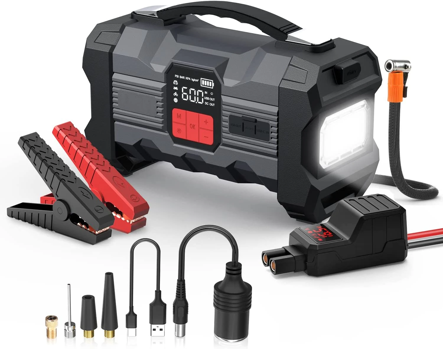 Портативный 12 в аварийный насос для шин автомобильный стартер 24800 мАч наружное оборудование автомобильный стартер с воздушным компрессором