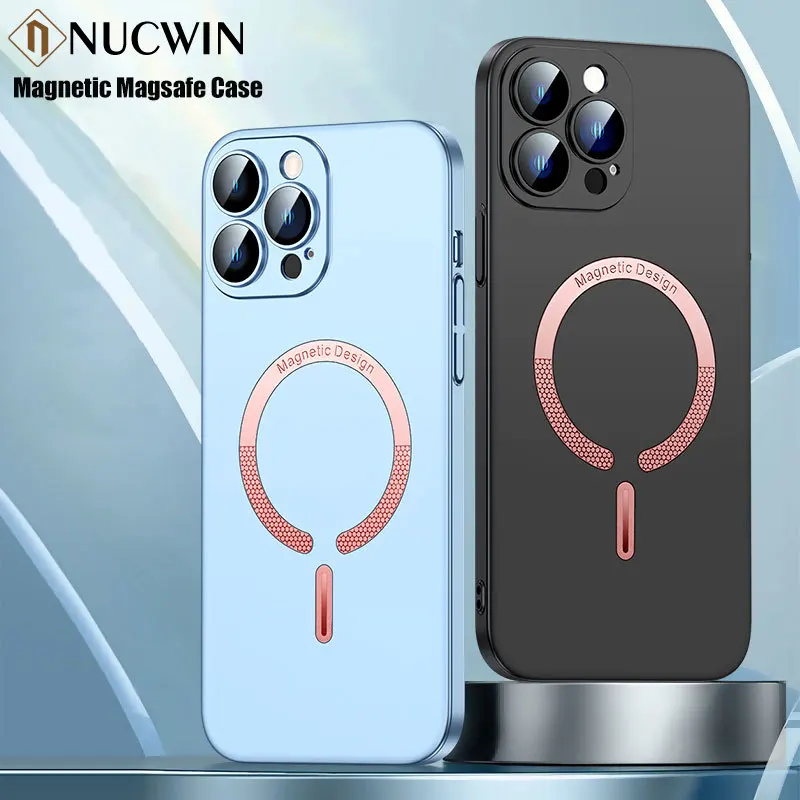 

For iPhone 14 Magsafe Case Ultra Thin PC Glass Camera Protector Case For iPhone 12 Pro Max 13 Pro Max Magnetic Shockproof Cover