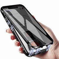 anti peeping magnetic double sided glass protector metal bumper anti spy privacy screen phone case for iphone 13 12 11 pro max