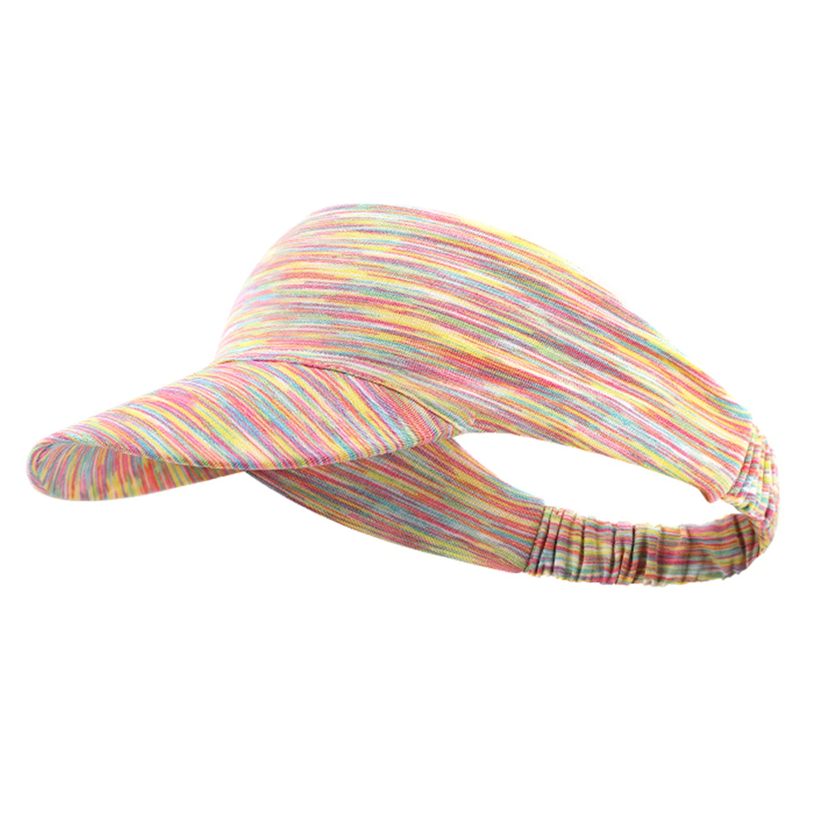 

Women Wide Brim Sweat Absorption Sun Hat Protection Elastic Band Visor Colorful Stripe Golf Fashion Outdoor Sports Breathable