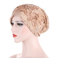 new lace flower hollowed out turban caps headband beautiful hijab hats womens headscarf womens bonnet