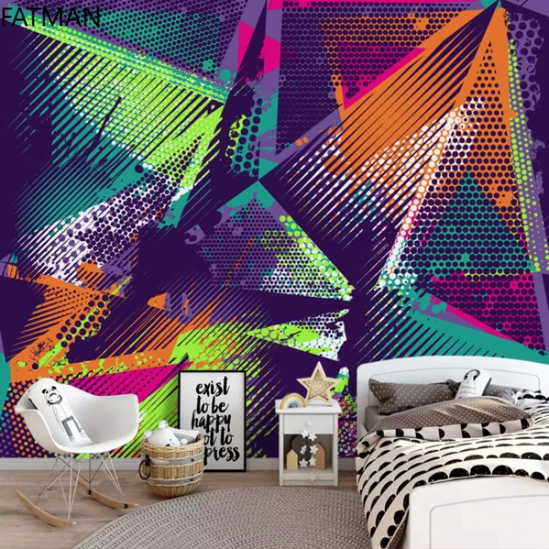 FATMAN Custom Color Geometric Nordic Minimalist Dining Milk Tea 3d Wallpaper Lounge Bar Internet Cafe Large Wall Mural Dropship |