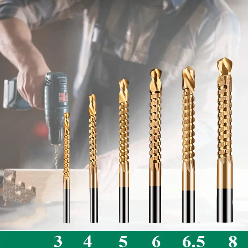 

40 In 1 Multifunctional Drill Set - Titanium 6Pcs Twist Drill Bit Set Serrated Drill Bit Set Cutting Drilling Polishing Tools