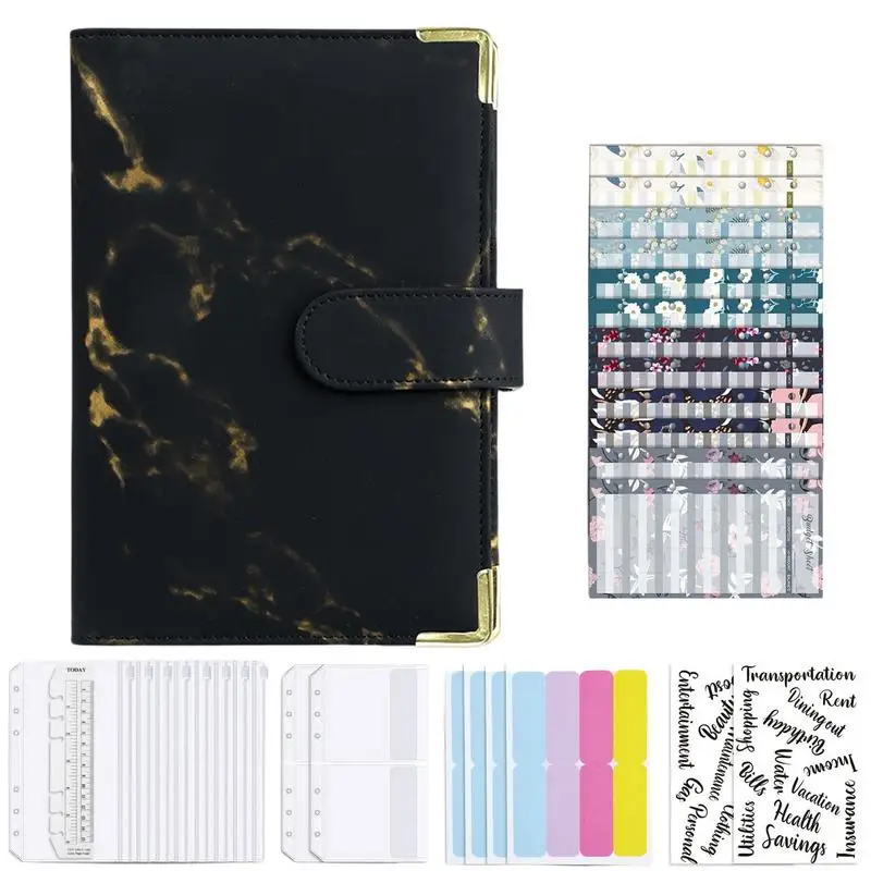 

Budget Binder Organizer Refillable 6 Ring Binder Loose Leaf Personal Planner Binder For Filler Paper PU Leather Binder For Women