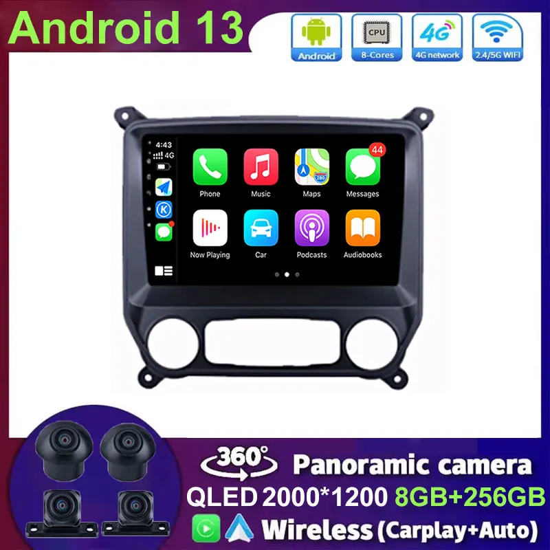 

Автомагнитола Android 13 для Chevrolet Silverado 3 GMTK2 2014- 2018, GPS-навигация, стерео плеер, Авторадио для Carplay, Bluetooth