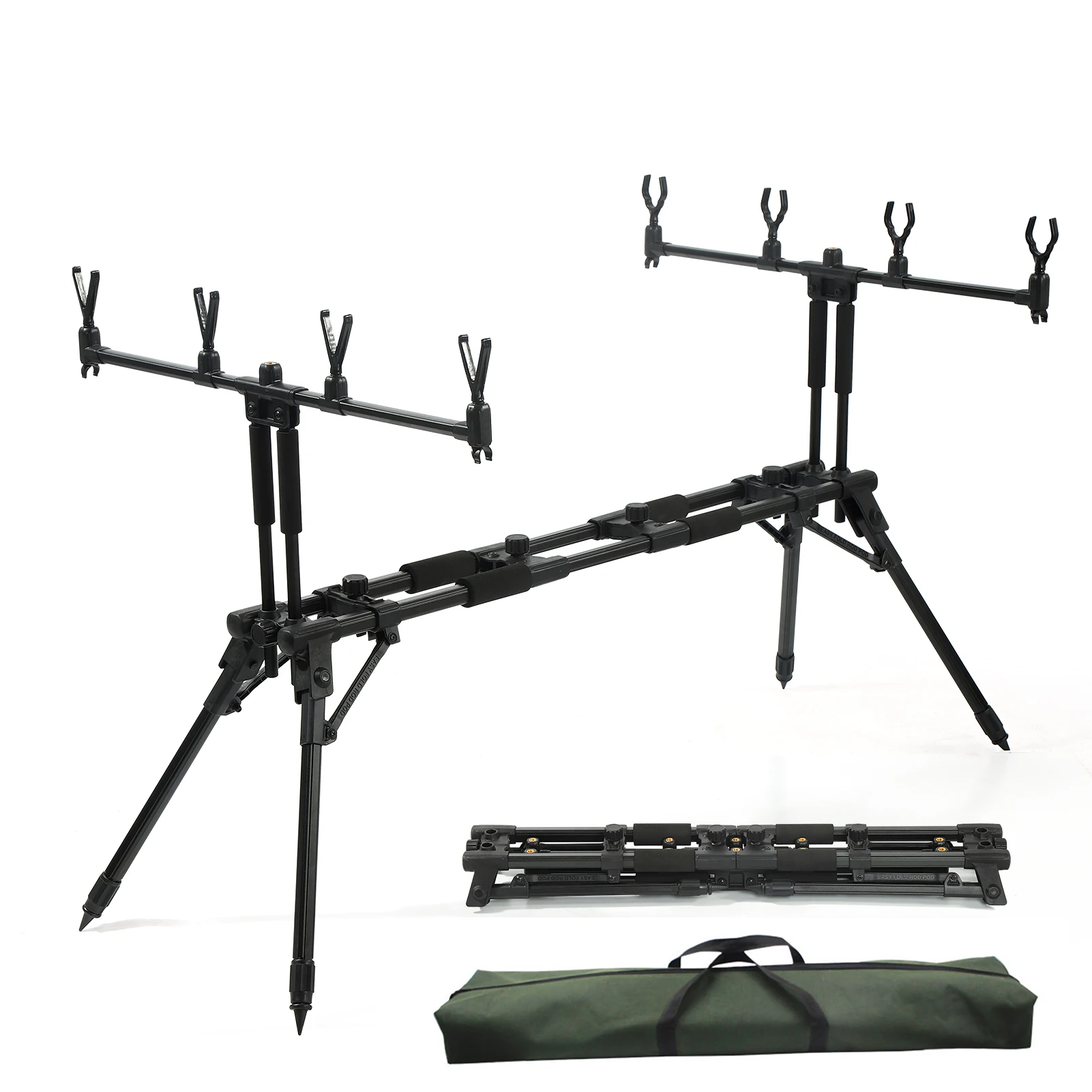 

RP181 Adjustable Retractable Carp Fishing Rod Pod Stand Holder Foldable Fishing Pole Pod Stand with Carry Case Fishing Accessory