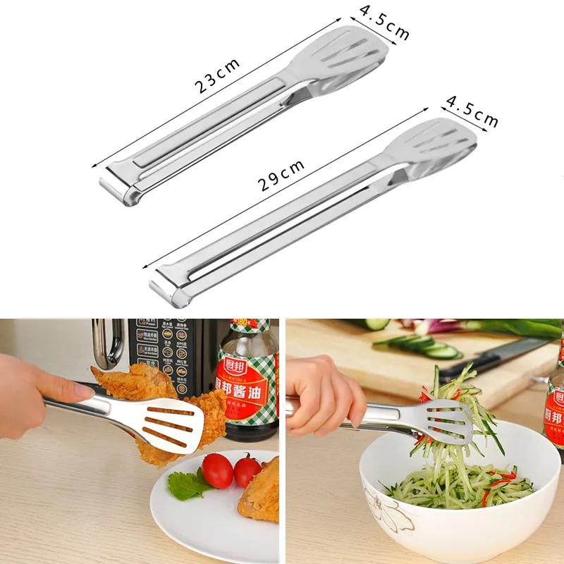 

Stainless Steel Catcher Non-slip Meat Salad Food Tweezers Bread Serving Tongs For Barbecue Kitchen Accessories Kitchen Utensils