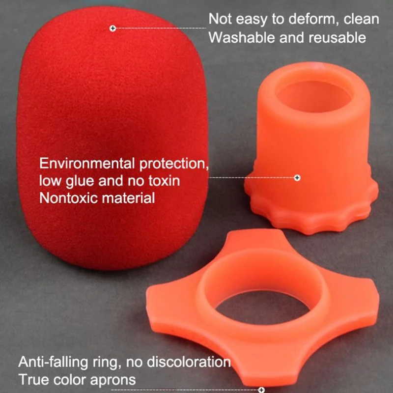 

Microphone Anti-Roll Anti Skid Case with Microphone Sponge Cover Set Mic Protection Silicone Ring Bottom Rod Sleeve Holder