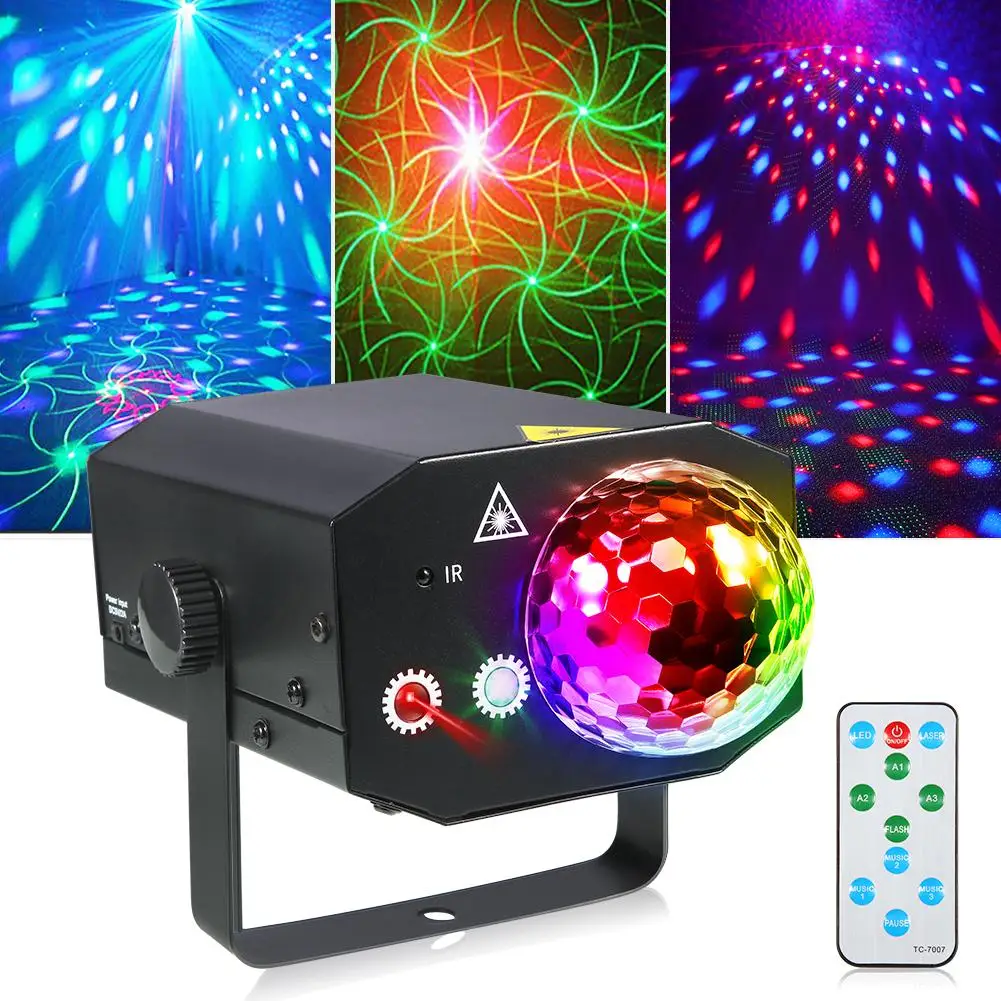 DJ Stage Light Laser Projector LED Strobe Beam Disco Light  Sound Activated USB Disco Ball For Party Club Wedding Show