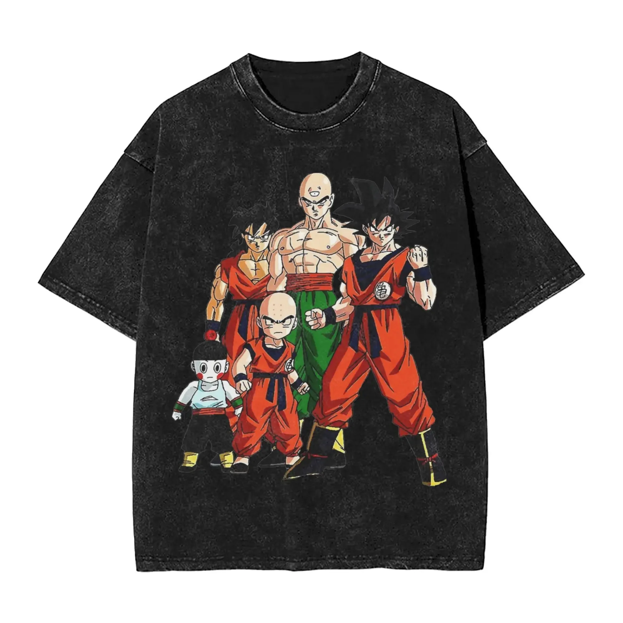Фото Футболка мужская винтажная с аниме-принтом Dragon Ball Z: Гоку, Крилин, Тен Шинхан, Ямча и Чьяотзу, серия Earth Warriors, 2026 №1
