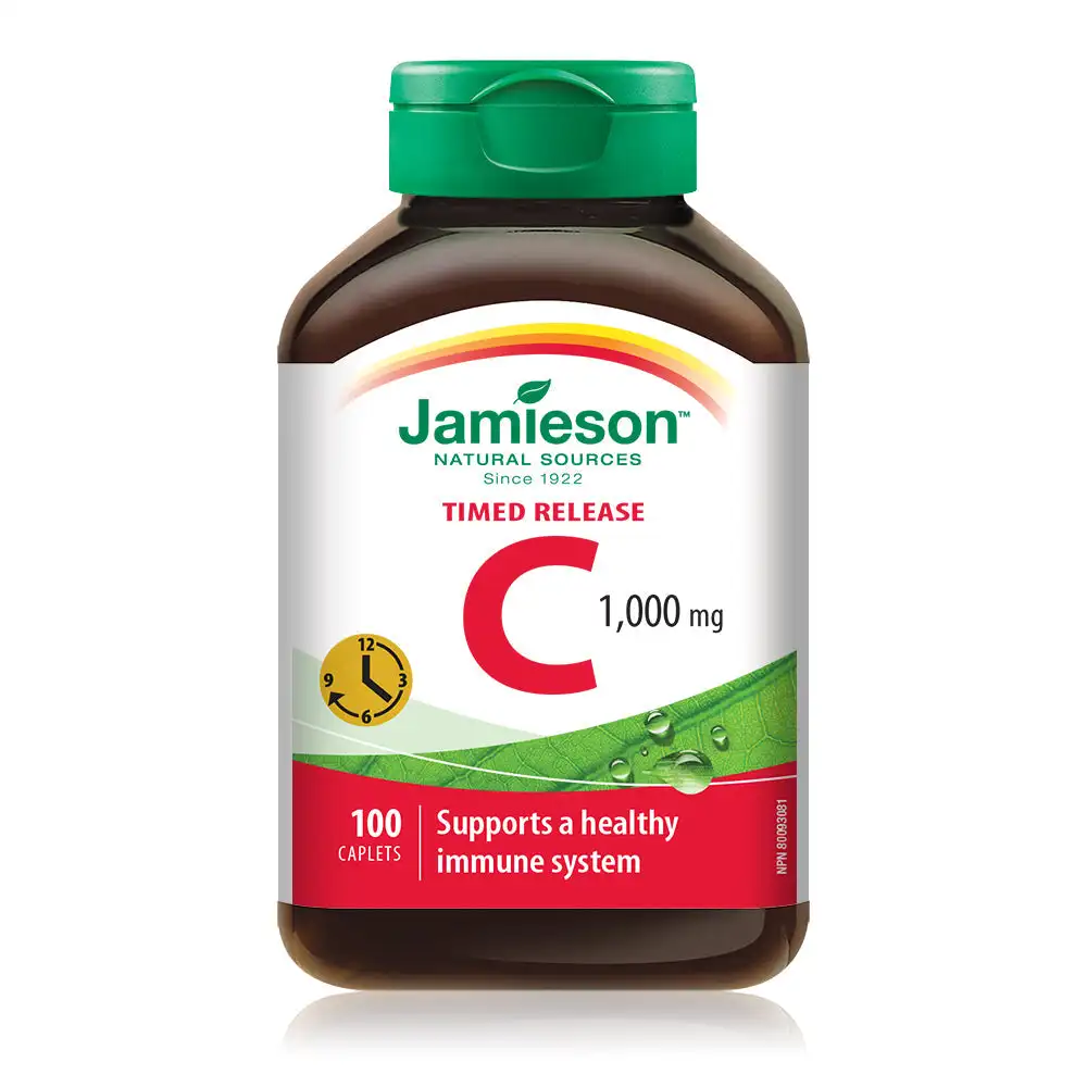 Jamieson Canada Vitamin C 1,000 mg Timed Release Caplets, 100 Count (Pack of 1)