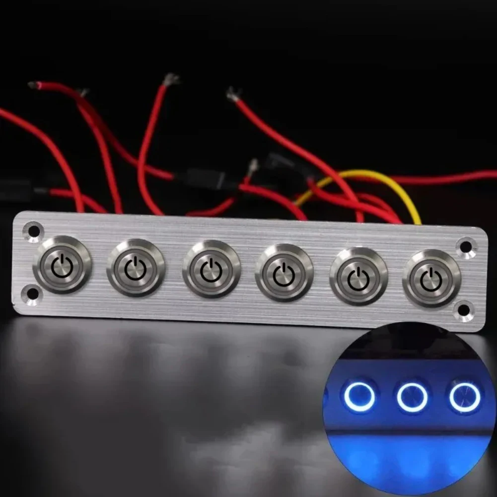 

4/6 групповая панель кнопочного переключателя IP65, предварительно проводные алюминиевые пластинчатые переключатели, индикатор, кнопочная панель переключателей для лодки, морская панель переключателей