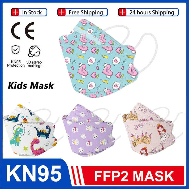 

10PCS ffp2mask Kid Fish Cartoon kn95mask 4 Layer Protective fpp2 Approved Mask Breathable Mouth Mask KN95 Mascarilla Infantil ce