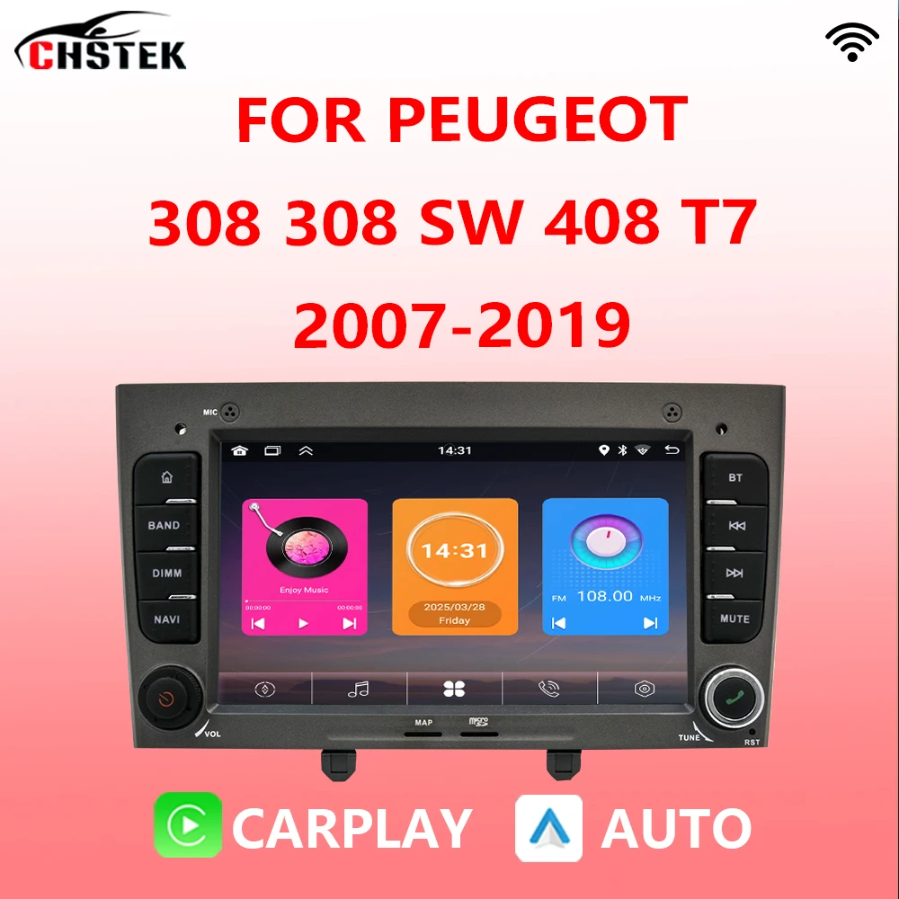Автомобильный радиоприемник CHSTEK беспроводной Carplay для Peugeot 308 SW 408 T7 2007-2019