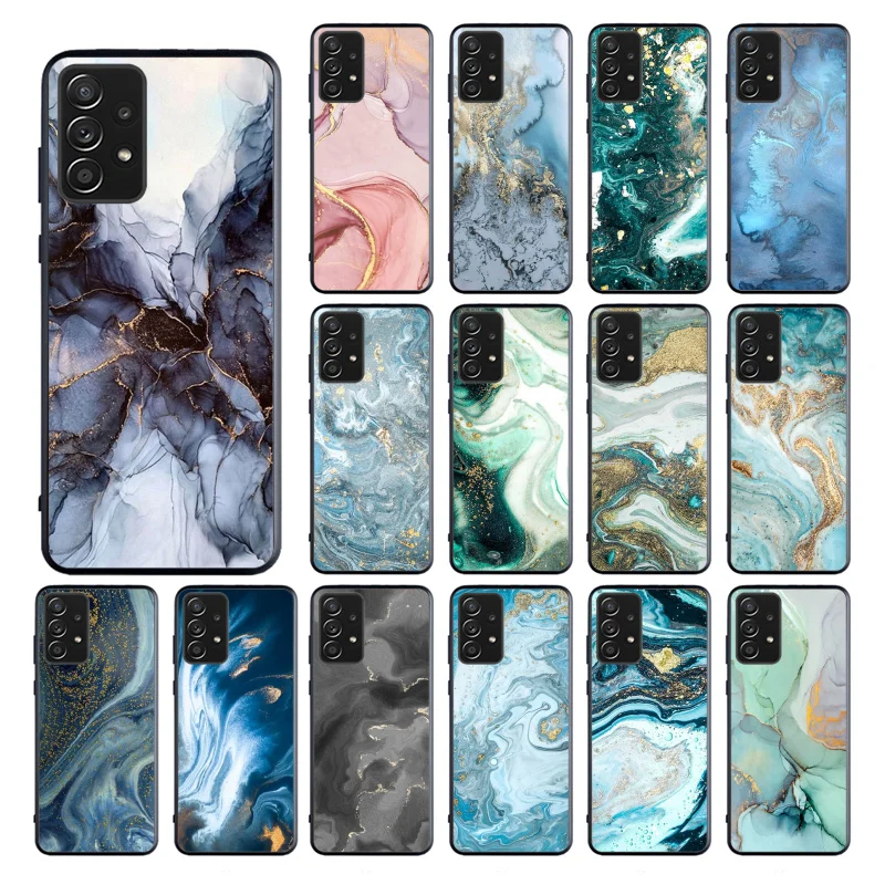 

Ink Dark Blue Marble Phone Case for Samsung Galaxy A13 A22 A12 A32 A71 A11 A21S A33 A52 A72 A51 A50 A70 A31 M31