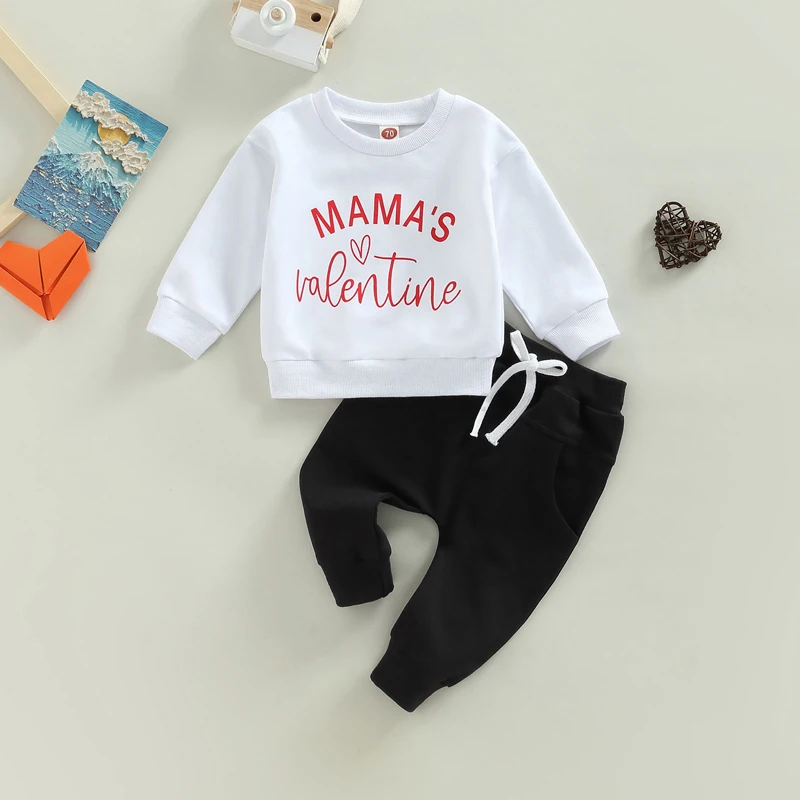Baby's Clothes Kids Girls Boys Pants Suit Long Sleeve Round Neck Letters Print Tops Casual Drawstring Pants Children's Clothing