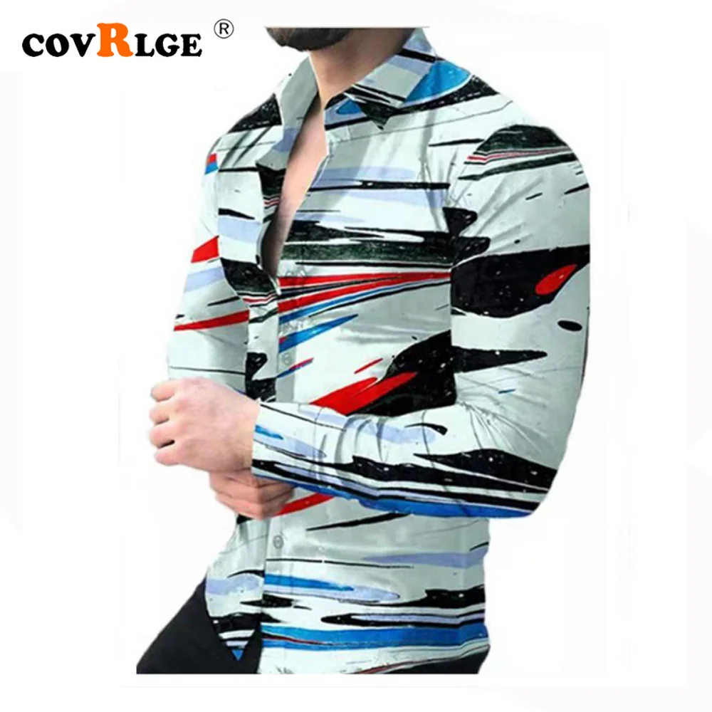 

Covrlge Men's Printing Casual Shirt Long-sleeved New All Season Shirt for Men 3D Clothes Brand Trendy Male Streetwear MCL368-4