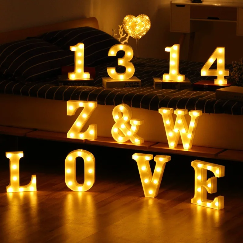 

Alphabet Letter LED Lights Luminous Number Lamp Night Light Wedding Birthday Party Decoration Nightlights Bedroom Gift Lava Lamp