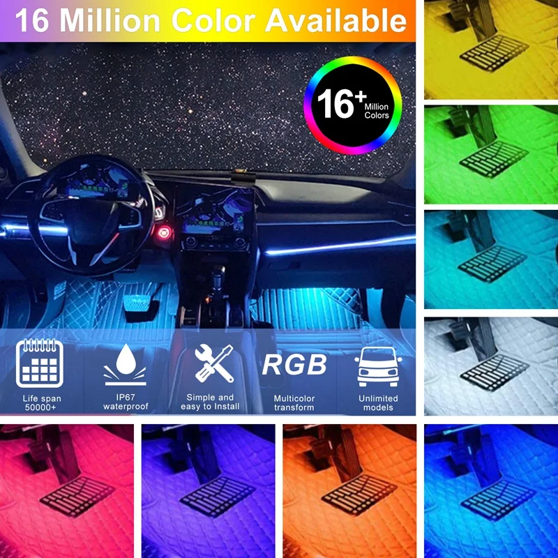

Car LED Strip Light, Interior Controlled Lighting Kits,Voice Control, Music Playback Control Car Music Atmosphere Lamp