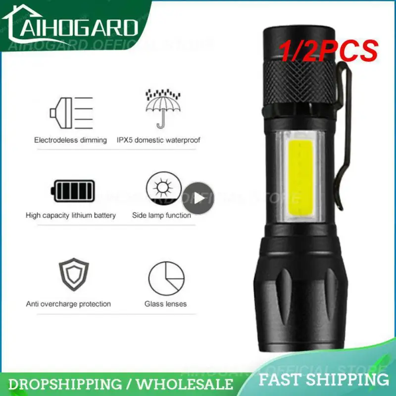 

Портативный светодиодный мини-фонарик, перезаряжаемый масштабируемый светодиодный фонарик, фотовспышка XP-G Q5, фонарь для кемпинга с 3 режимами освещения, 1/2 шт.