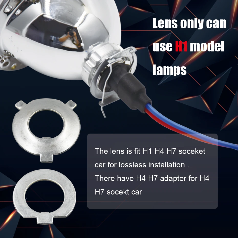 2.5inch Bi xenon Projector Lens Iris Shrouds Using H1 Bulb Retrofit H4 H7 Accessories Car Headlight Styling |