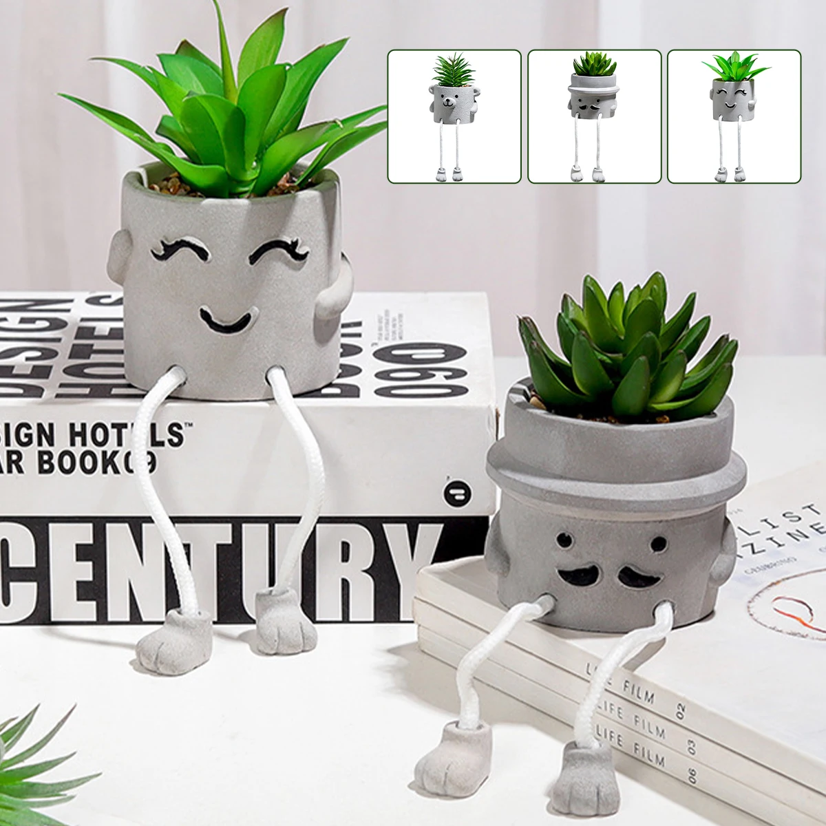 

Artificial Succulent Plants In Pots Cute Fake Succulents In Pots Decorative Succulents with Funny Plant Pots Mini Potted