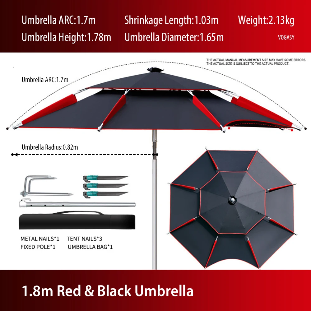 

2.4-2.6m Double-Layer Fold Big Garden Parasol Windproof umbrella Large Outdoor Umbrella for Beach Parasol fishing umbrella shade