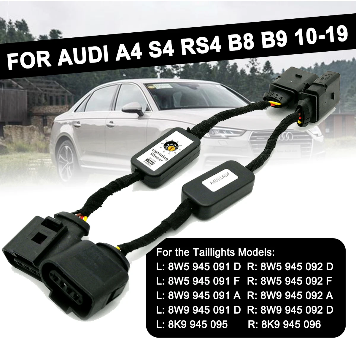 

2pcs LED Taillight Add-on Module Wire Dynamic Turn Signal Indicator Left & Right Tail Light For Audi A4 S4 RS4 B8 B9 2010-2019