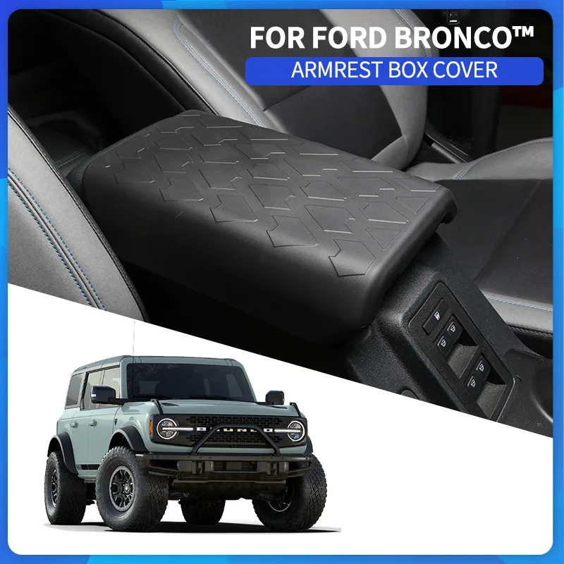 

Available For 2021 Ford Bronco Armrest Box Cover Leather TPE Glove Boxes Cover Interior Modification Accessories