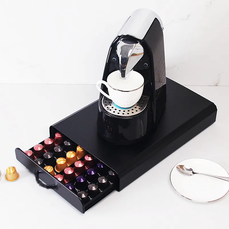 

Coffee Capsule Drawer Holder For Nespresso Stand Display Black Rack kitchen Metal Plating Holders High-Capacity Storage 60PCS