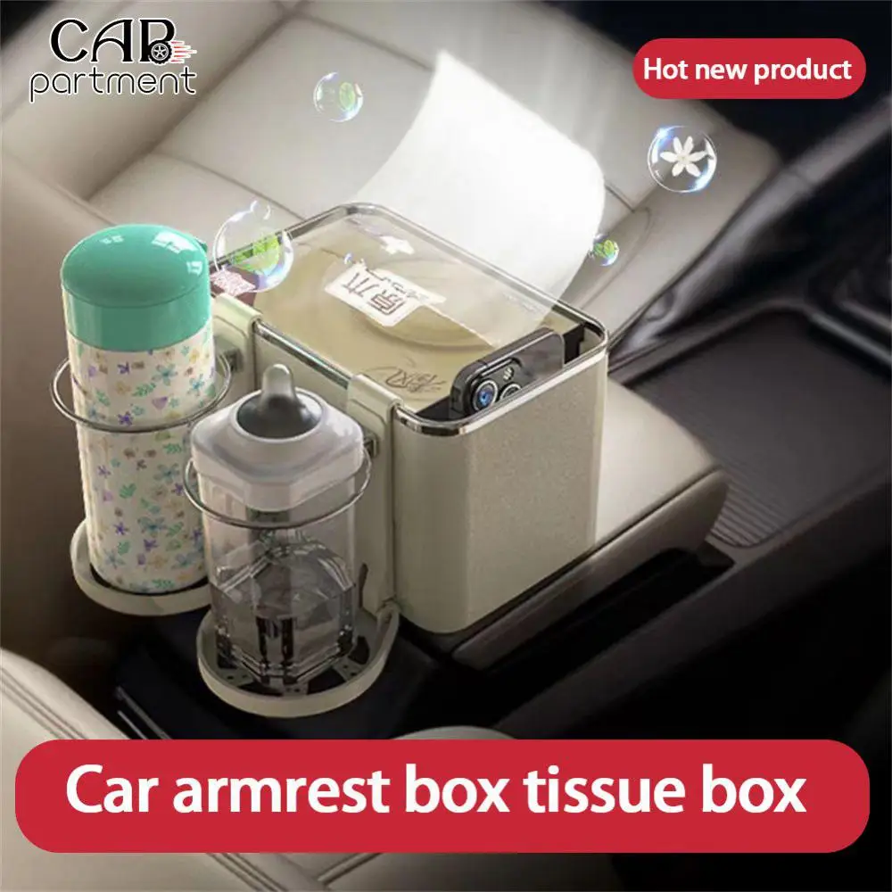 

Creative Phone Bottle Drinks Cups Holder Foldable Car Organizer Center Console Storage Box Multifunctional Portable With Lid