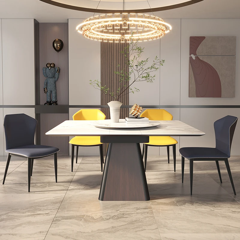 

Роскошный скандинавский обеденный стол из массива дерева, домашний выдвижной многофункциональный домашний складной квадратный тянущийся Вращающийся поворотный стол