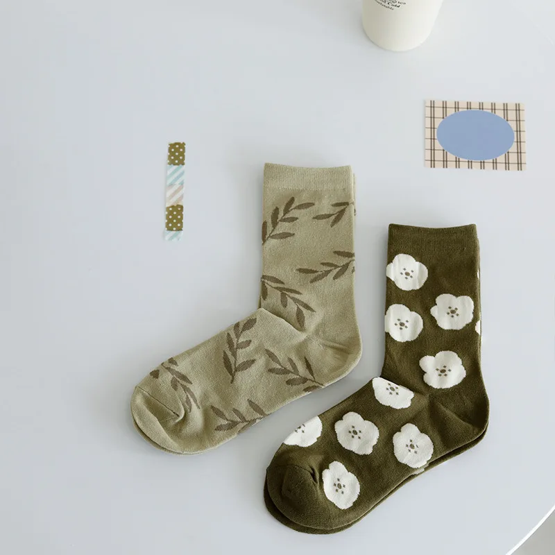 

Spring and Autumn Green Socks Women Middle Tube Socks Fashion New Popular Stockings Lovely Cute Vintage Pile Socks Women Socks