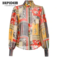 hepidem clothing vintage printed blouse womens turn down collar long sleeve shirt tops button spring autumn women blouses 3282